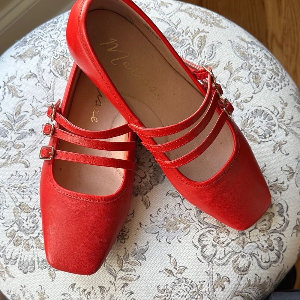 Matisse Red Triple Strap Flats